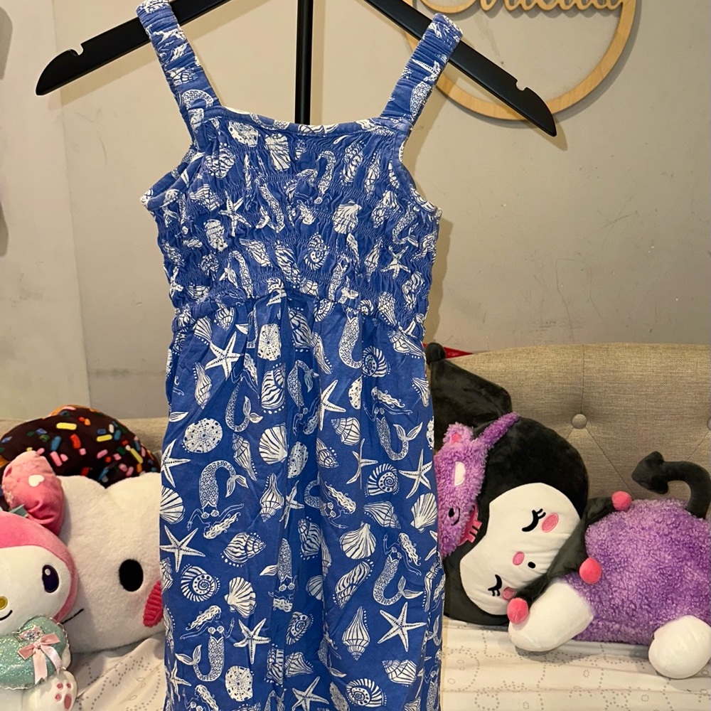 Old Navy Blue Seashell Print Kids Casual Dress